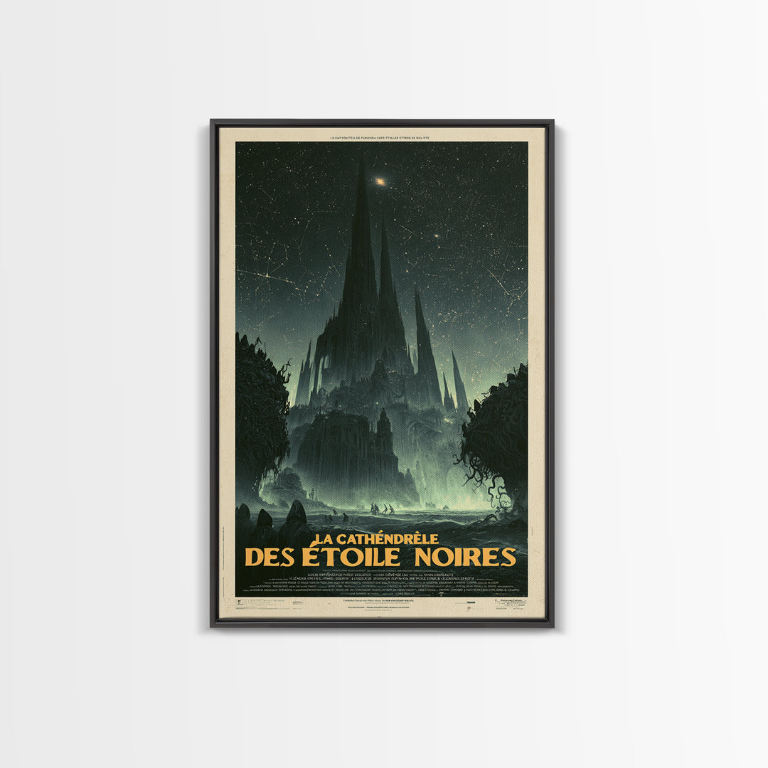 The Cathedral Of Black Stars, French Language Horror Movie Poster, 1960s Horror Art, Eldritch Cinema Wall Art, Framed Canvas Print