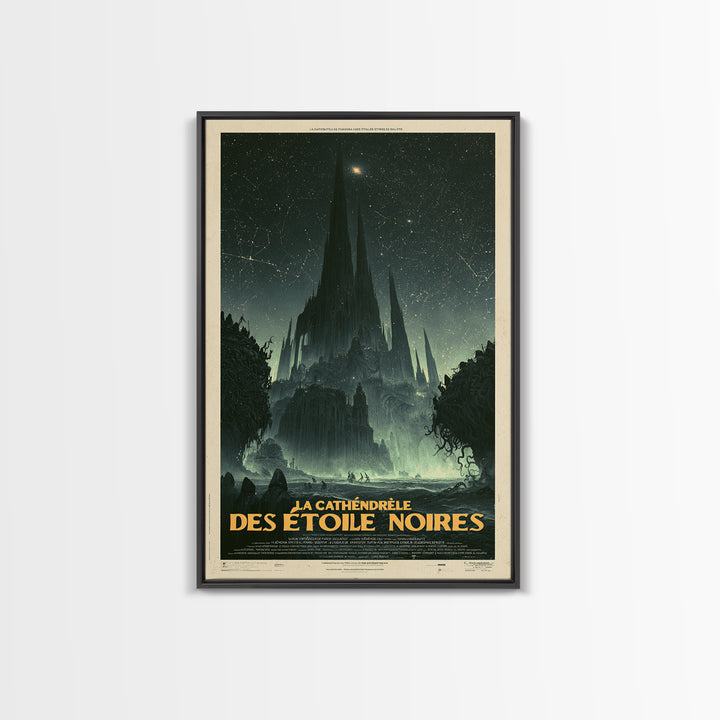 The Cathedral Of Black Stars, French Language Horror Movie Poster, 1960s Horror Art, Eldritch Cinema Wall Art, Framed Canvas Print