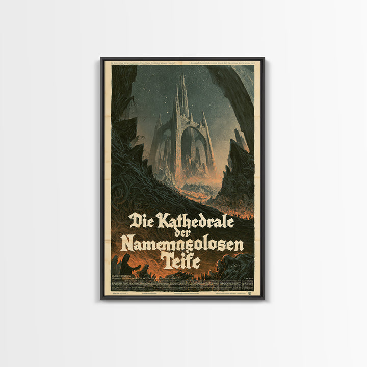 The Cathedral Of The Nameless Deep, German Language Horror Movie Poster, 1960s Horror Art, Eldritch Cinema Wall Art, Framed Canvas Print