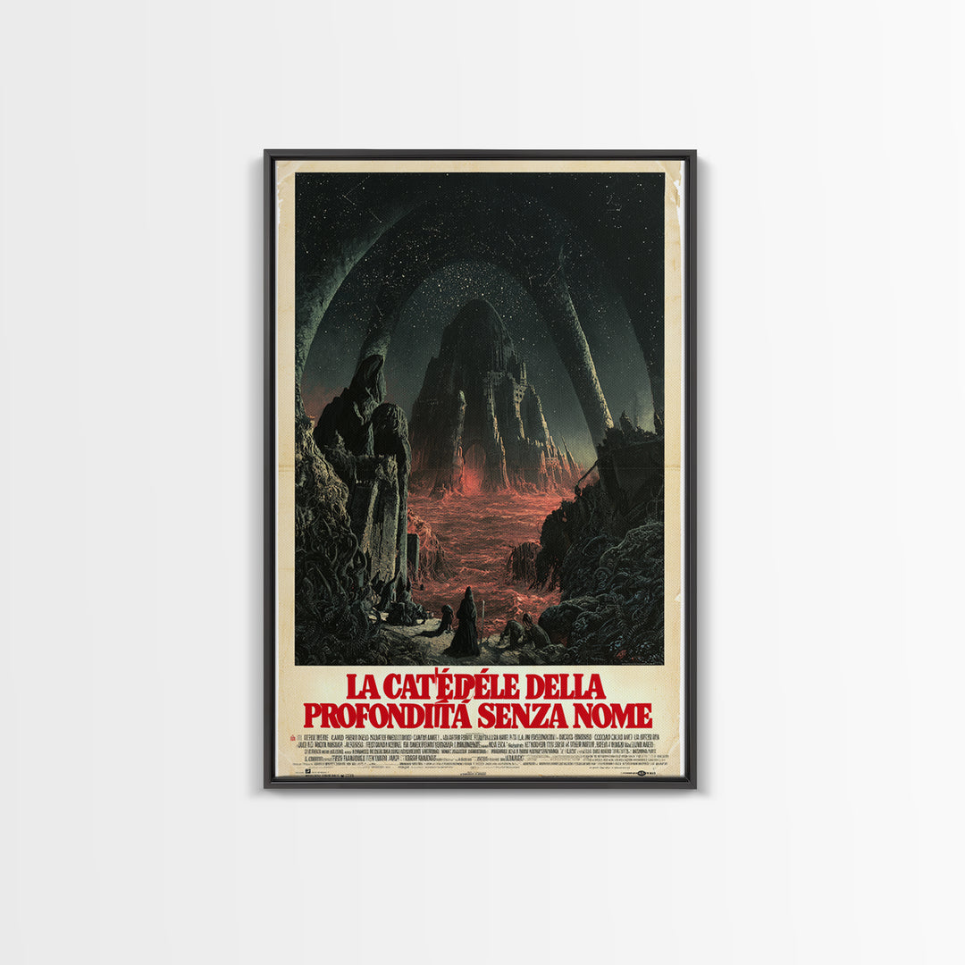 The Cathedral Of The Nameless Deep, Italian Language Horror Movie Poster, 1970s Horror Art, Cult Horror Poster, Framed Canvas Print