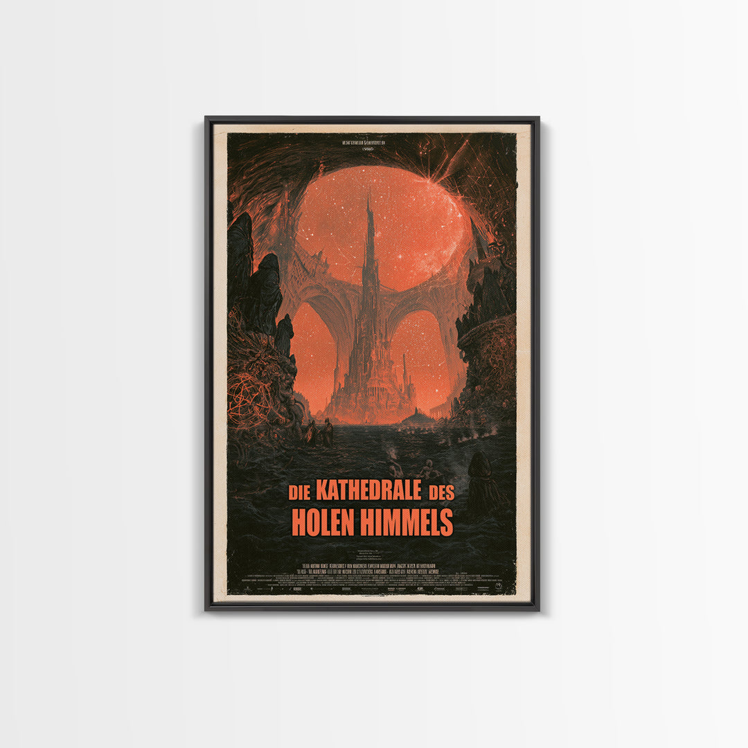 The Cathedral Of The Hollow Sky, German Language Horror Movie Poster, 1960s Horror Art, Eldritch Cinema Wall Art, Framed Canvas Print