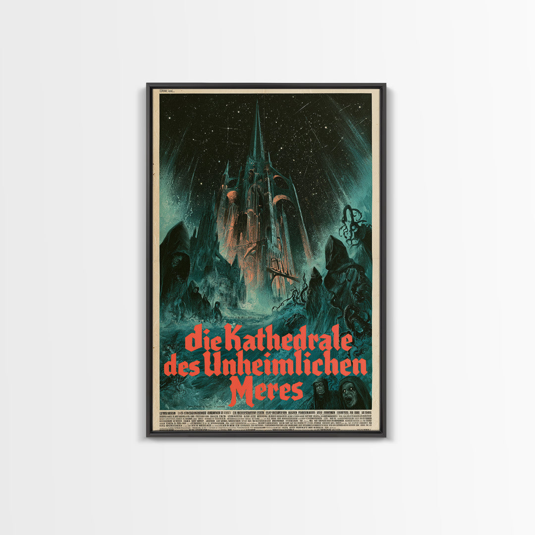 The Cathedral Of The Eldritch Sea, German Language Horror Movie Poster, 1960s Horror Art, Retro Horror Movie Art, Canvas Print