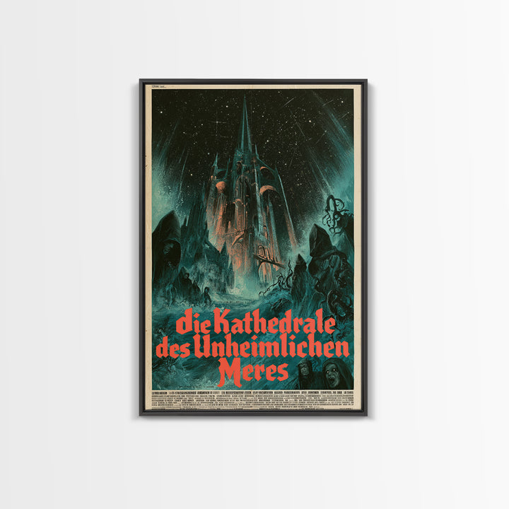 The Cathedral Of The Eldritch Sea, German Language Horror Movie Poster, 1960s Horror Art, Retro Horror Movie Art, Canvas Print