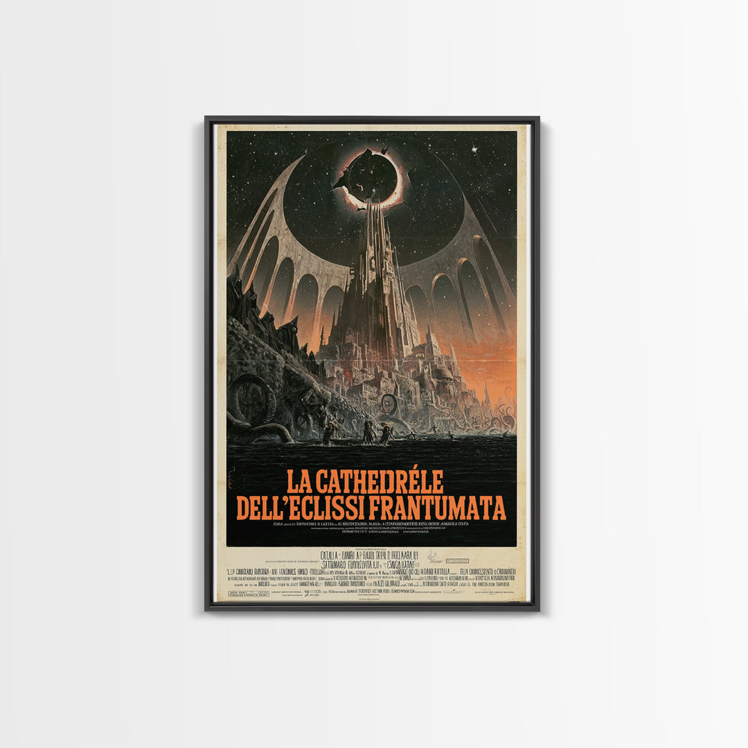 The Cathedral Of The Shattered Eclipse, Italian Language Horror Movie Poster, 1970s Horror Art, Gothic Cinema Wall Art, Framed Canvas Print