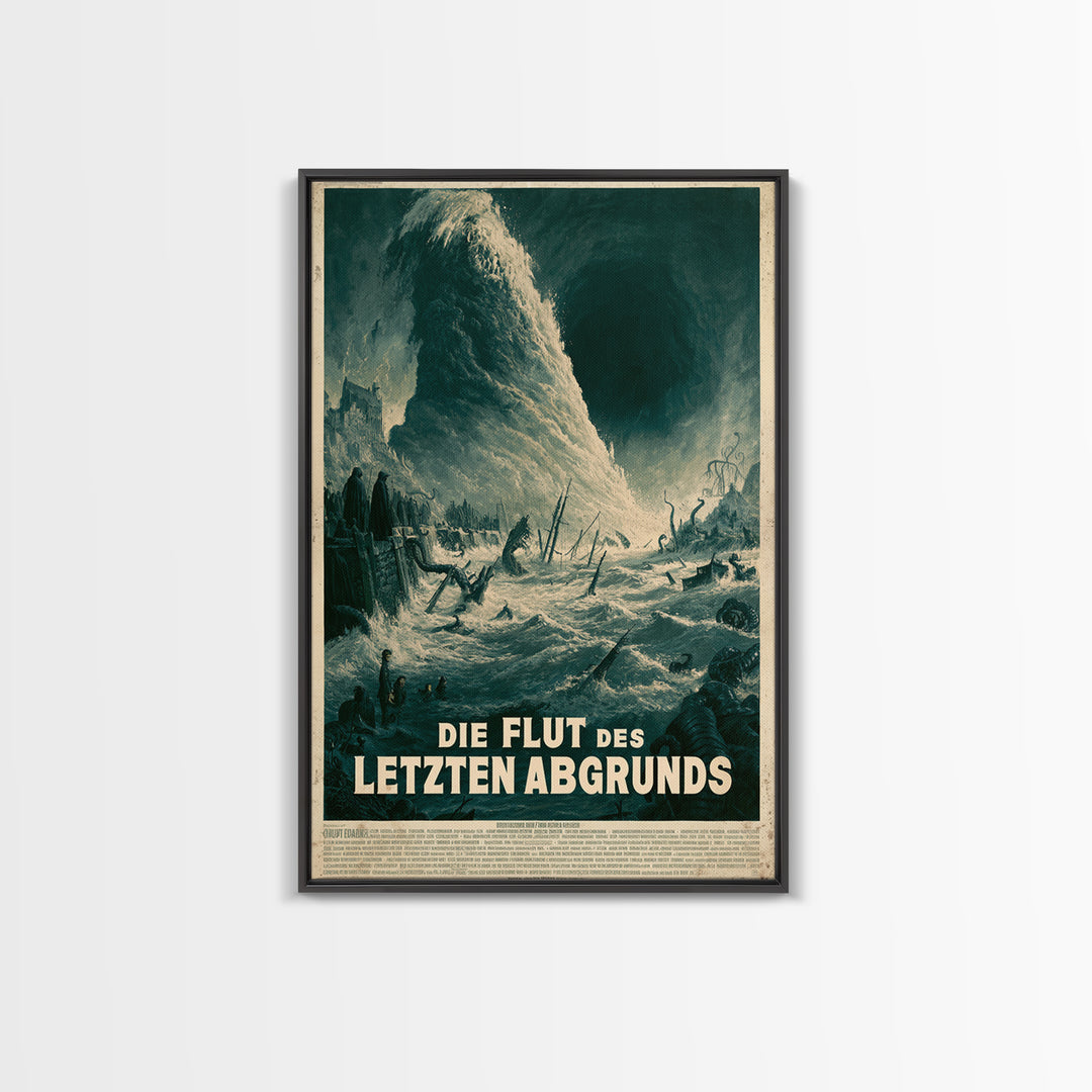 The Tide Of The Last Abyss, German Language Horror Movie Poster, 1960s Horror Art, Eldritch Cinema Wall Art, Framed Canvas Print