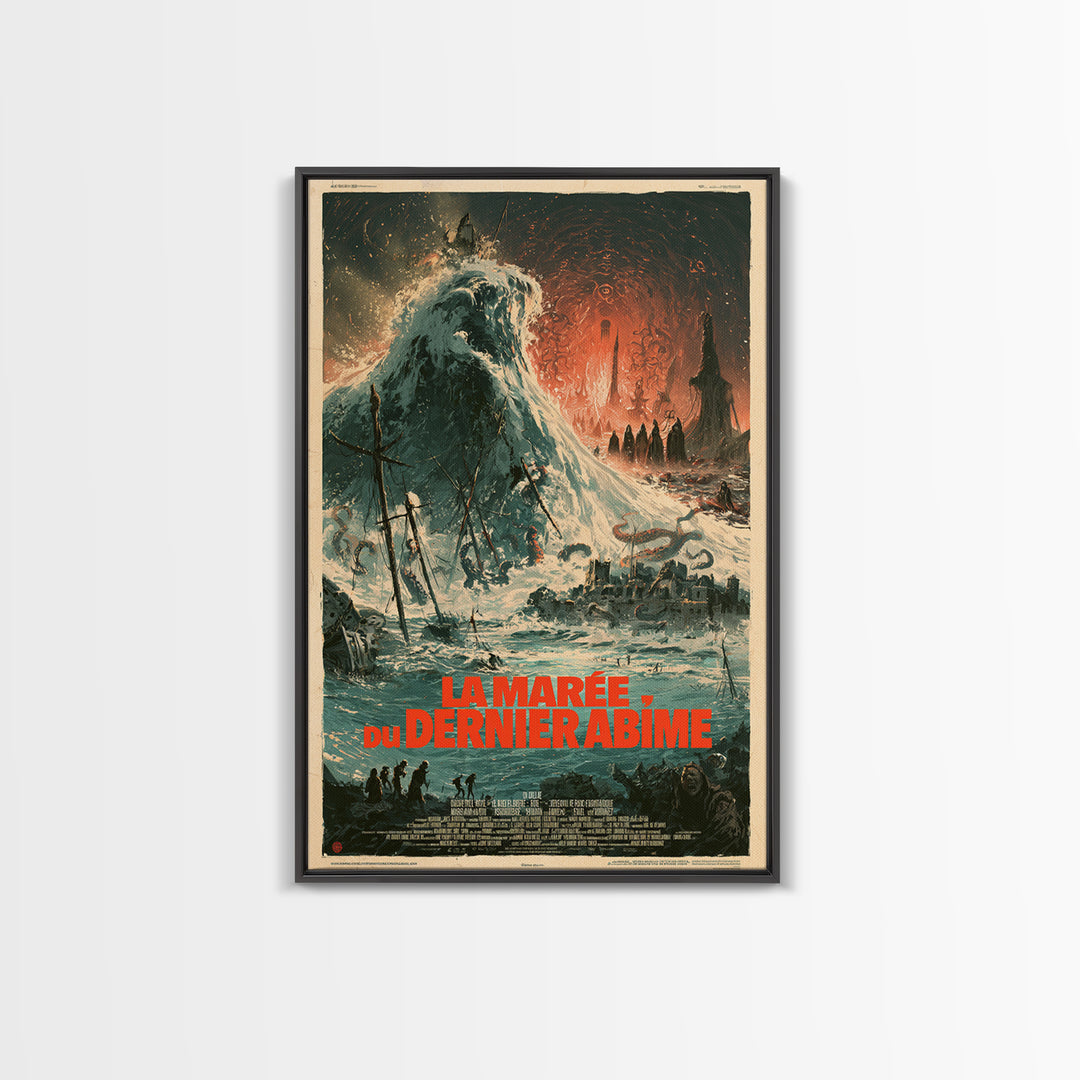 The Tide Of The Last Abyss, French Language Horror Movie Poster, 1960s Horror Art, Eldritch Cinema Wall Art, Framed Canvas Print