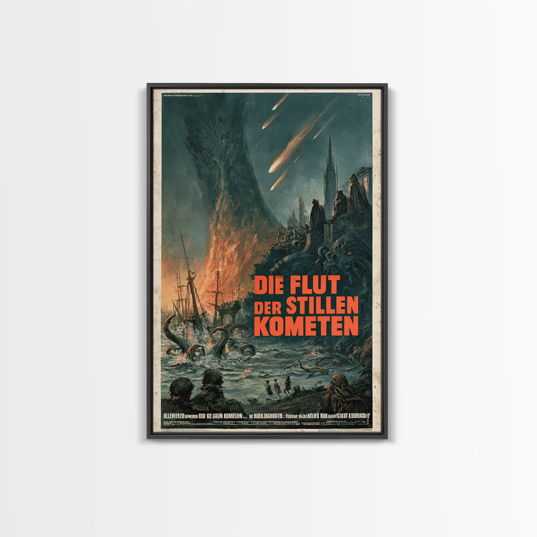 The Tide Of Silent Comets, German Language Horror Movie Poster, 1960s Horror Art, Lovecraftian Horror Poster, Framed Canvas Print