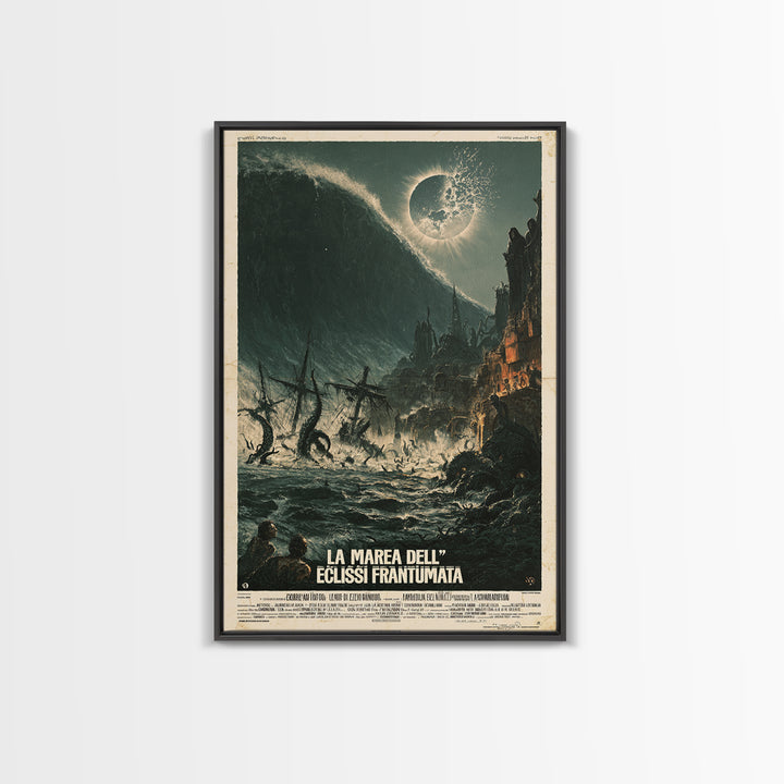 The Tide Of The Shattered Eclipse, Italian Language Horror Movie Poster, 1970s Horror Art, Cult Horror Poster, Framed Canvas Print