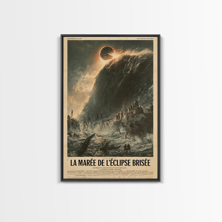 The Tide Of The Shattered Eclipse, French Language Horror Movie Poster, 1960s Horror Art, Cult Horror Poster, Framed Canvas Print