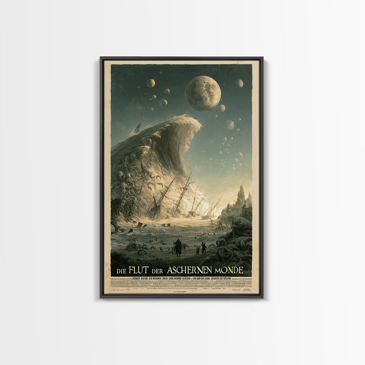 The Tide Of Ashen Moons, German Language Horror Movie Poster, 1960s Horror Art, Lovecraftian Horror Poster, Framed Canvas Print