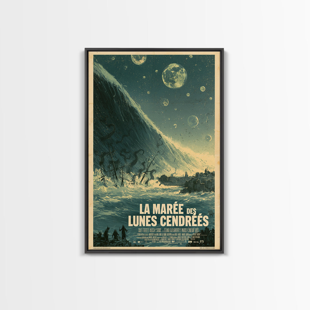 The Tide Of Ashen Moons, French Language Horror Movie Poster, 1960s Horror Art, Gothic Cinema Wall Art, Framed Canvas Print