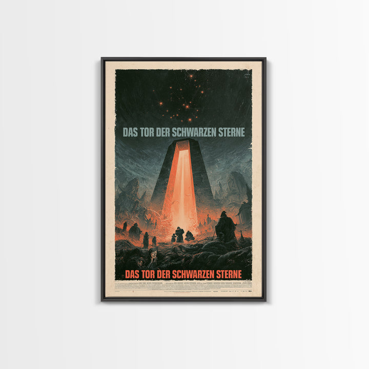 The Gate Of Black Stars, German Language Horror Movie Poster, 1960s Horror Art, Gothic Cinema Wall Art, Framed Canvas Print