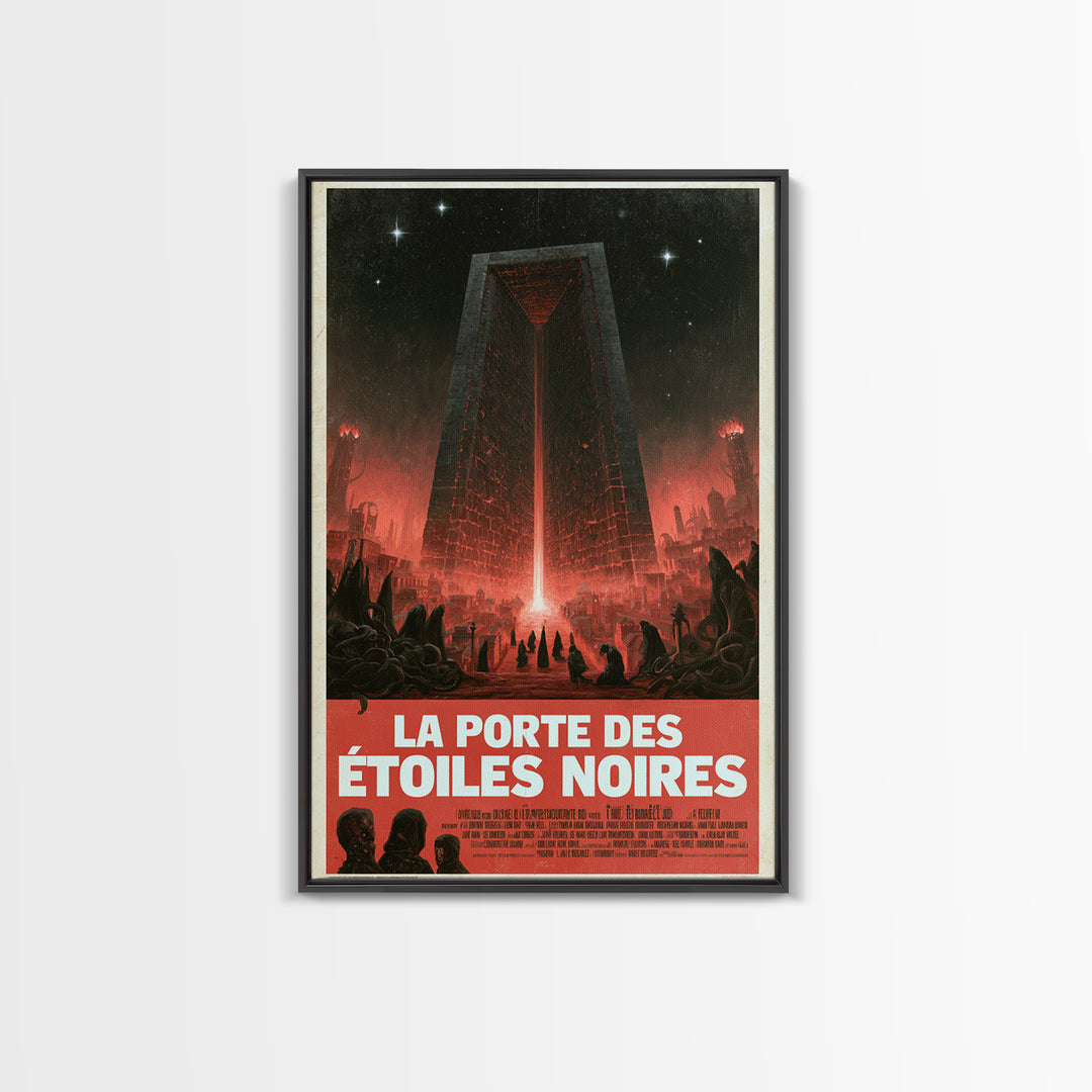 The Gate Of Black Stars, French Language Horror Movie Poster, 1960s Horror Art, Gothic Cinema Wall Art, Framed Canvas Print