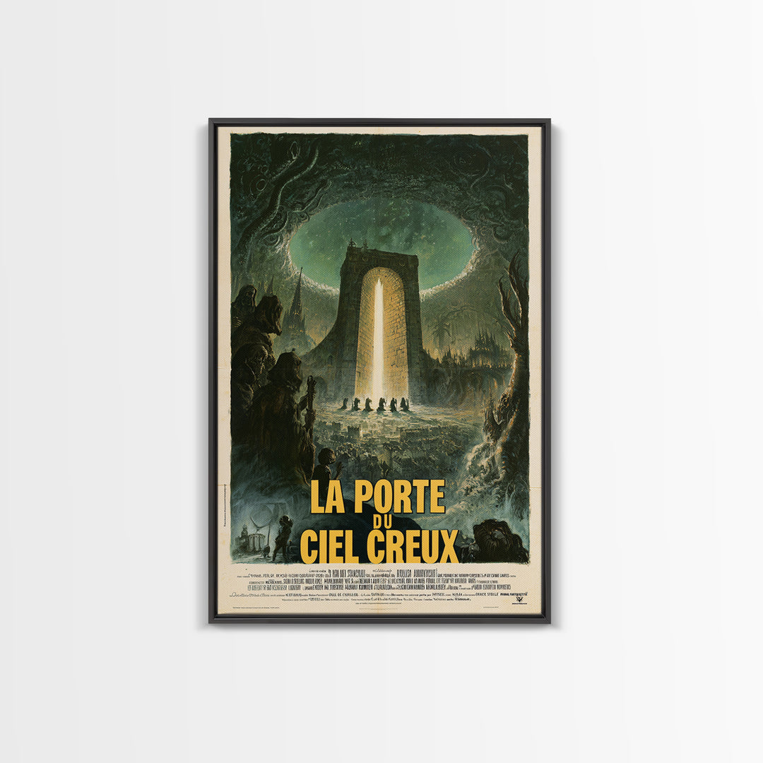 The Gate Of The Hollow Sky, French Language Horror Movie Poster, 1960s Horror Art, Eldritch Cinema Wall Art, Framed Canvas Print