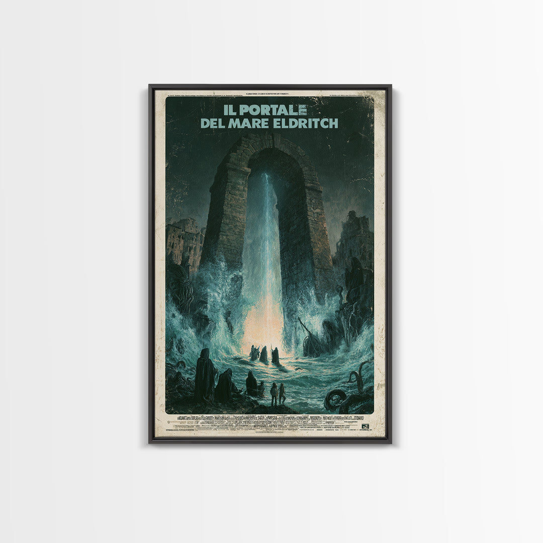The Gate Of The Eldritch Sea, Italian Language Horror Movie Poster, 1970s Horror Art, Eldritch Cinema Wall Art, Framed Canvas Print