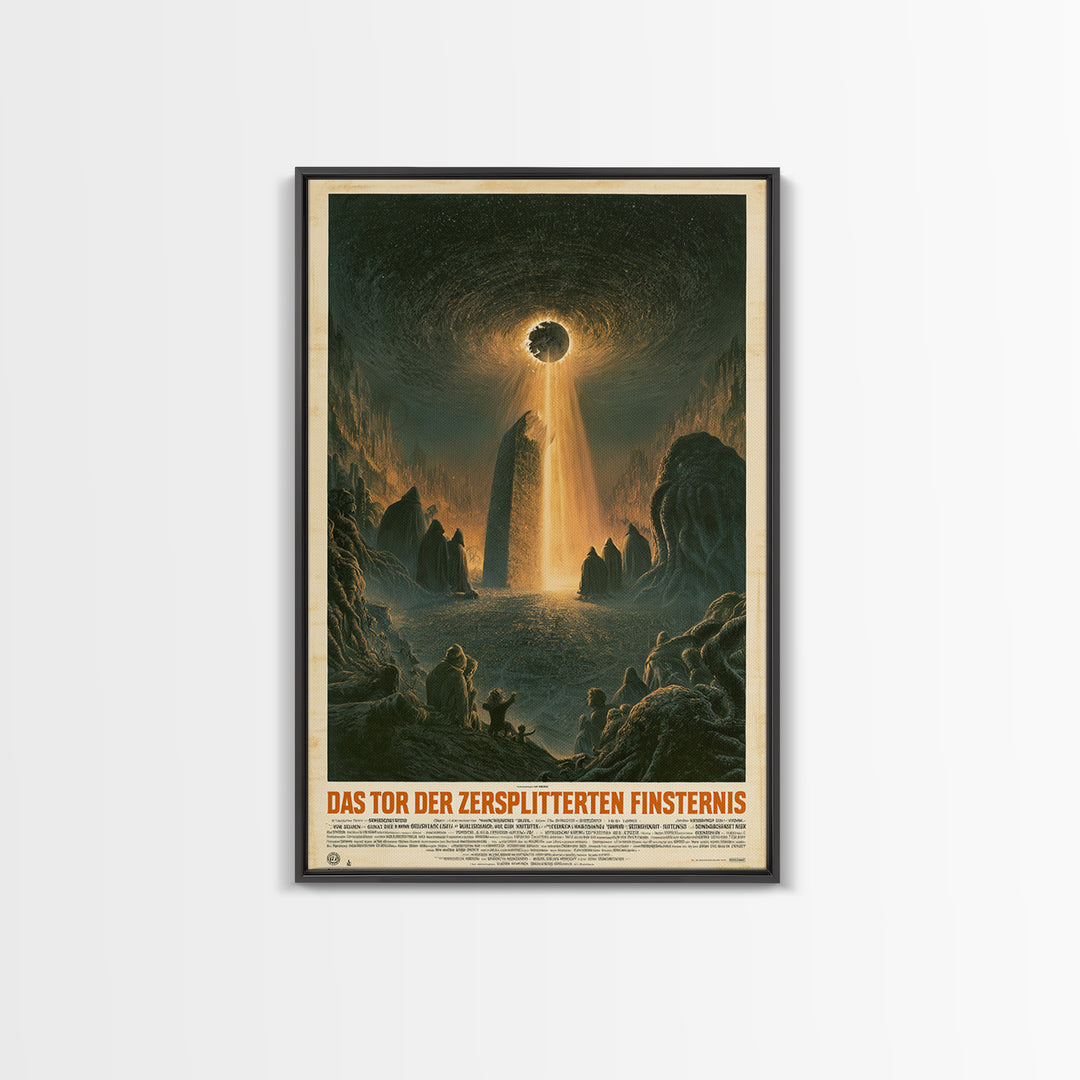 The Gate Of The Shattered Eclipse, German Language Horror Movie Poster, 1960s Horror Art, Lovecraftian Horror Poster, Framed Canvas Print