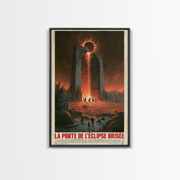 The Gate Of The Shattered Eclipse, French Language Horror Movie Poster, 1960s Horror Art, Cult Horror Poster, Framed Canvas Print
