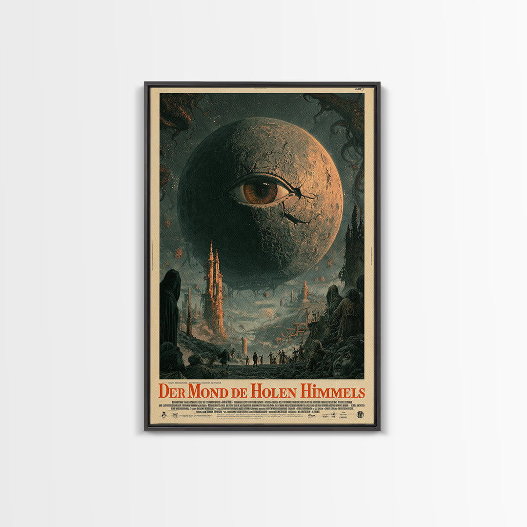 The Moon Of The Hollow Sky, German Language Horror Movie Poster, 1960s Horror Art, Lovecraftian Horror Poster, Framed Canvas Print