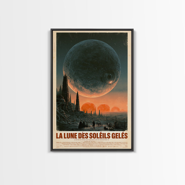 The Moon Of Frozen Suns, French Language Horror Movie Poster, 1960s Horror Art, Gothic Cinema Wall Art, Framed Canvas Print, Halloween Decor