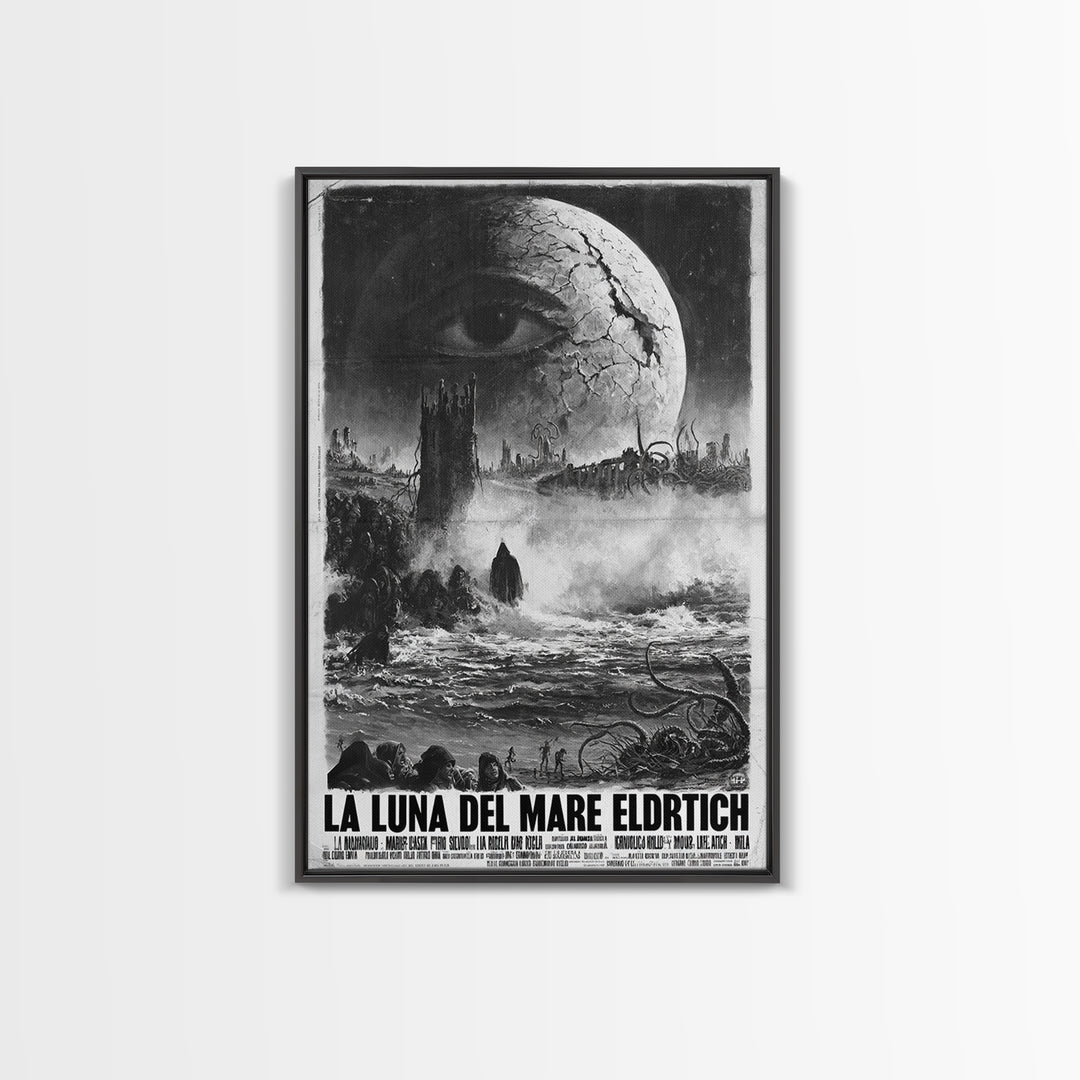The Moon Of The Eldritch Sea, Italian Language Horror Movie Poster, 1970s Horror Art, Gothic Cinema Wall Art, Framed Canvas Print
