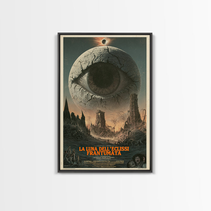 The Moon Of The Shattered Eclipse, Italian Language Horror Movie Poster, 1970s Horror Art, Gothic Cinema Wall Art, Framed Canvas Print