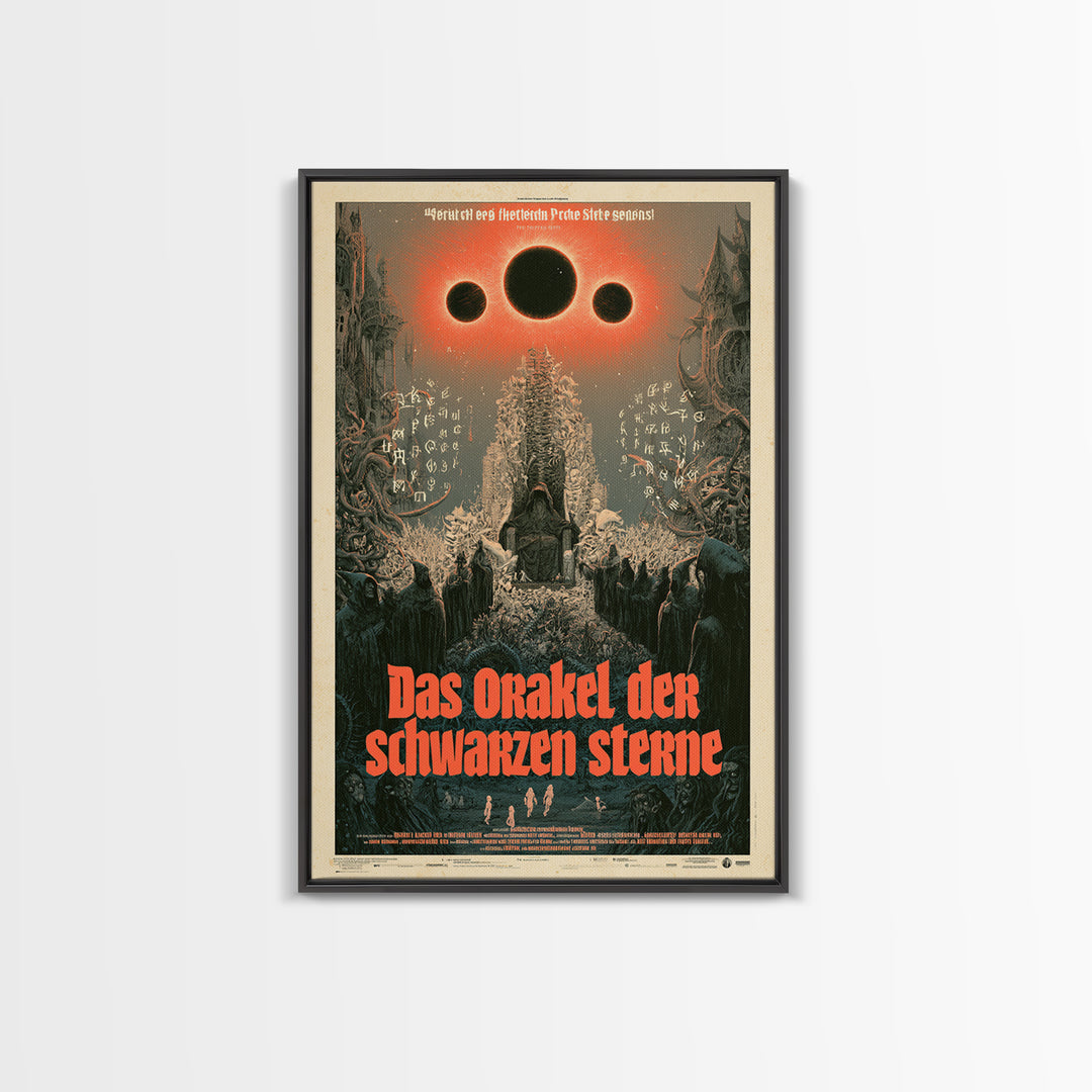 The Oracle Of Black Stars, German Language Horror Movie Poster, 1960s Horror Art, Gothic Cinema Wall Art, Framed Canvas Print