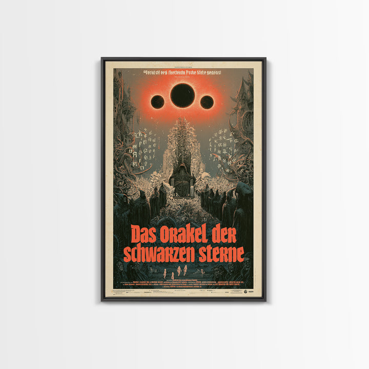 The Oracle Of Black Stars, German Language Horror Movie Poster, 1960s Horror Art, Gothic Cinema Wall Art, Framed Canvas Print
