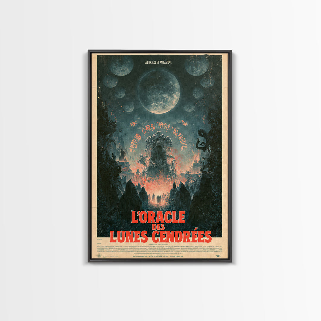 The Oracle Of Ashen Moons, French Language Horror Movie Poster, 1960s Horror Art, Gothic Cinema Wall Art, Framed Canvas Print