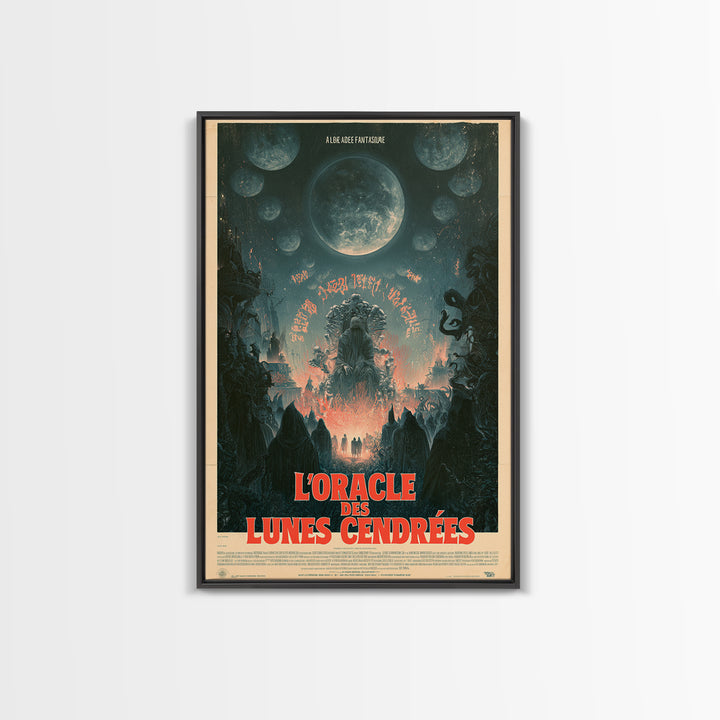 The Oracle Of Ashen Moons, French Language Horror Movie Poster, 1960s Horror Art, Gothic Cinema Wall Art, Framed Canvas Print
