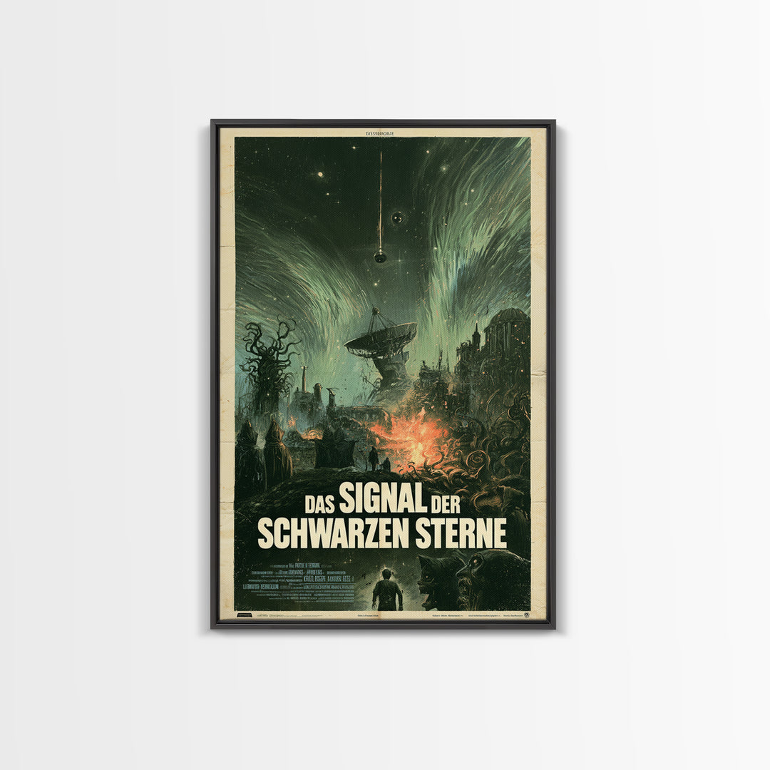 The Signal Of Black Stars, German Language Horror Movie Poster, 1960s Horror Art, Eldritch Cinema Wall Art, Framed Canvas Print