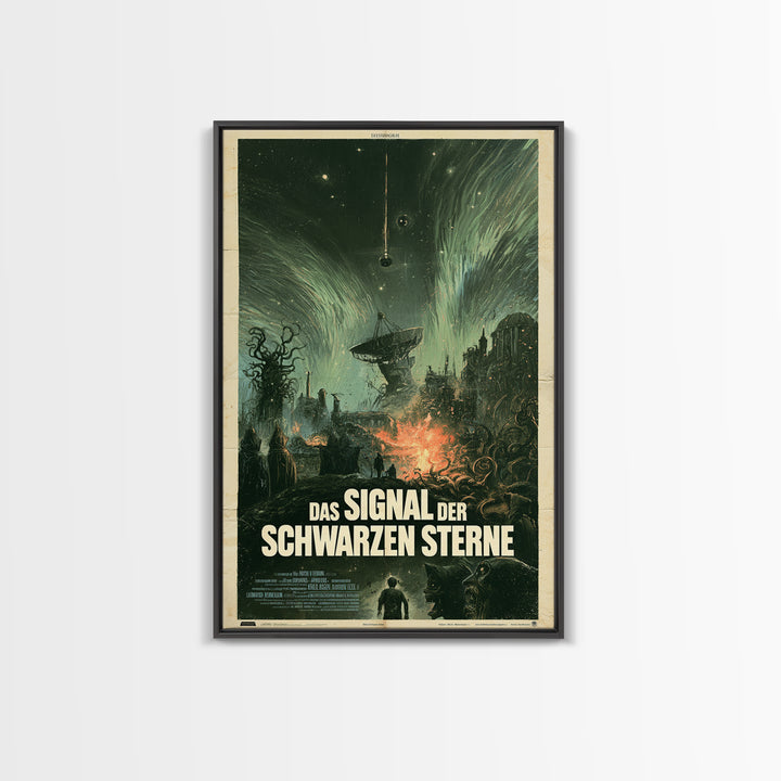 The Signal Of Black Stars, German Language Horror Movie Poster, 1960s Horror Art, Eldritch Cinema Wall Art, Framed Canvas Print