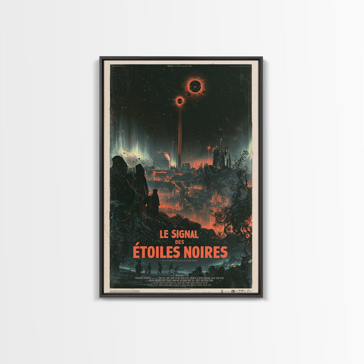 The Signal Of Black Stars, French Language Horror Movie Poster, 1960s Horror Art, Eldritch Cinema Wall Art, Framed Canvas Print