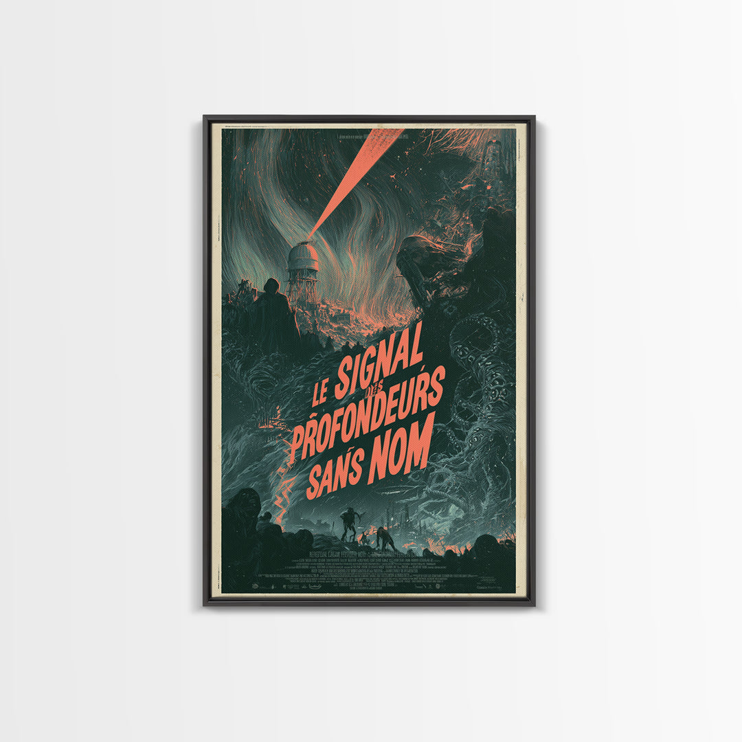 The Signal Of The Nameless Deep, French Language Horror Movie Poster, 1960s Horror Art, Gothic Cinema Wall Art, Framed Canvas Print