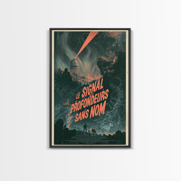 The Signal Of The Nameless Deep, French Language Horror Movie Poster, 1960s Horror Art, Gothic Cinema Wall Art, Framed Canvas Print