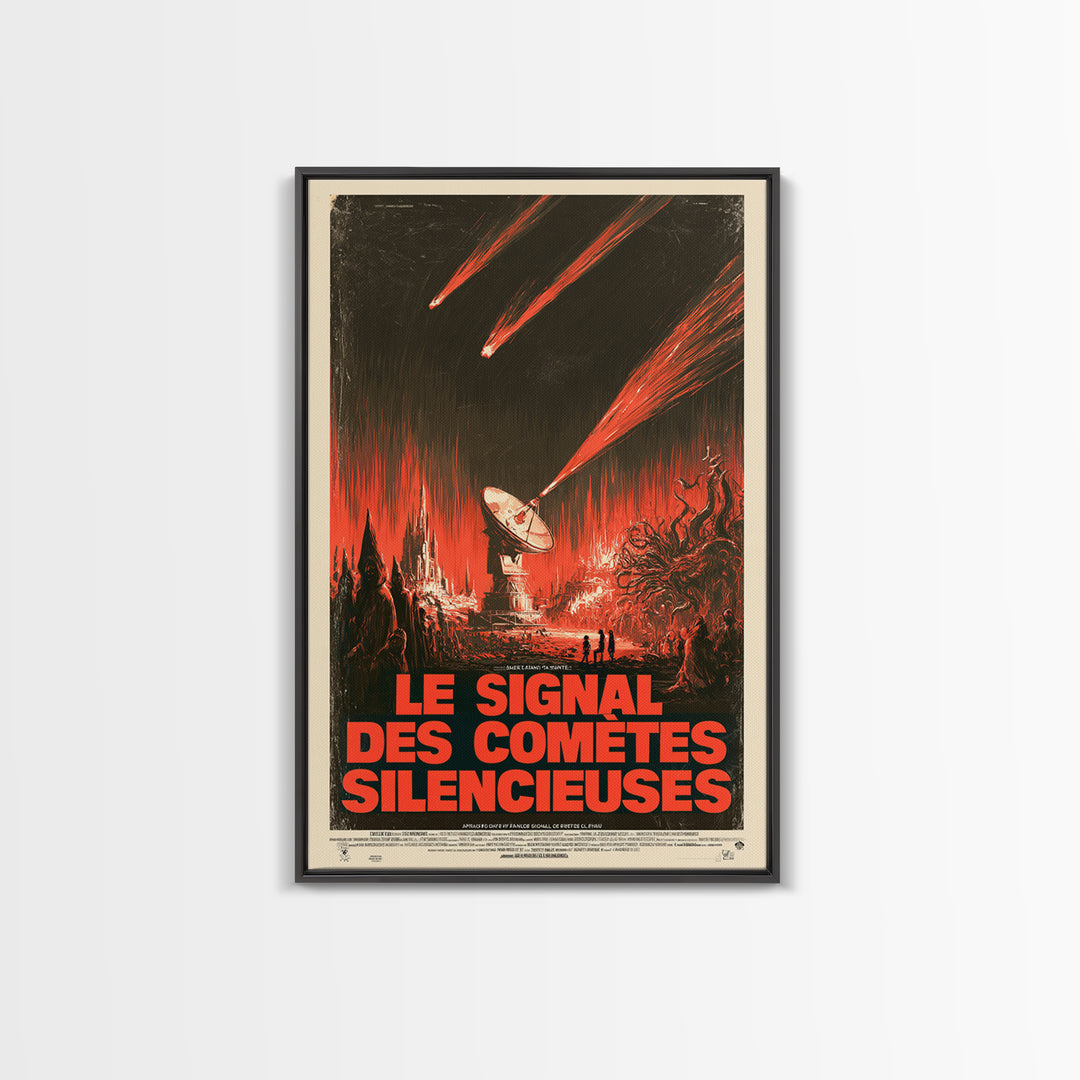The Signal Of Silent Comets, French Language Horror Movie Poster, 1960s Horror Art, Lovecraftian Horror Poster, Framed Canvas Print