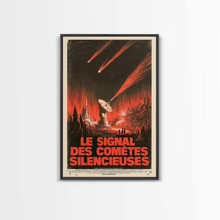 The Signal Of Silent Comets, French Language Horror Movie Poster, 1960s Horror Art, Lovecraftian Horror Poster, Framed Canvas Print