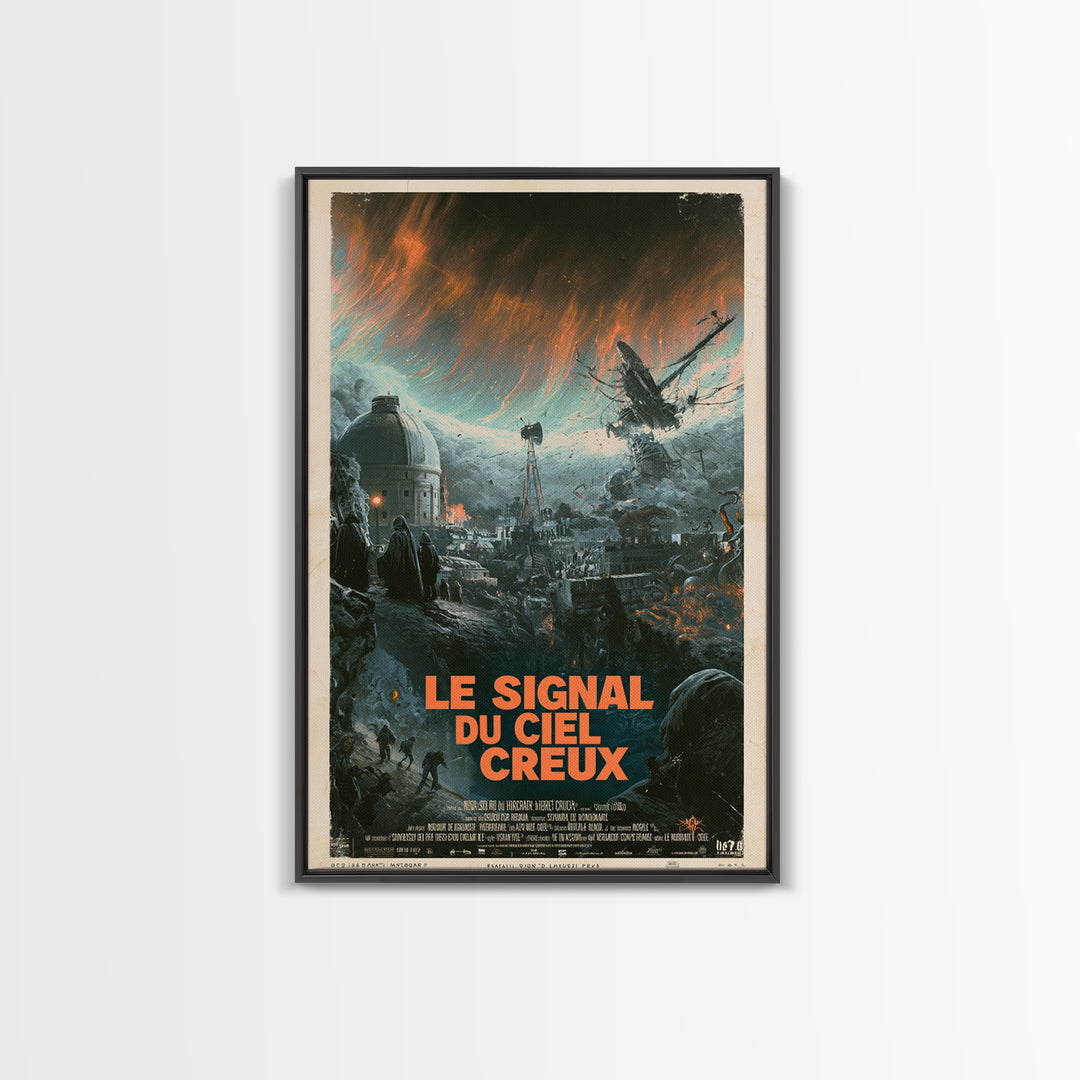 The Signal Of The Hollow Sky, French Language Horror Movie Poster, 1960s Horror Art, Lovecraftian Horror Poster, Framed Canvas Print