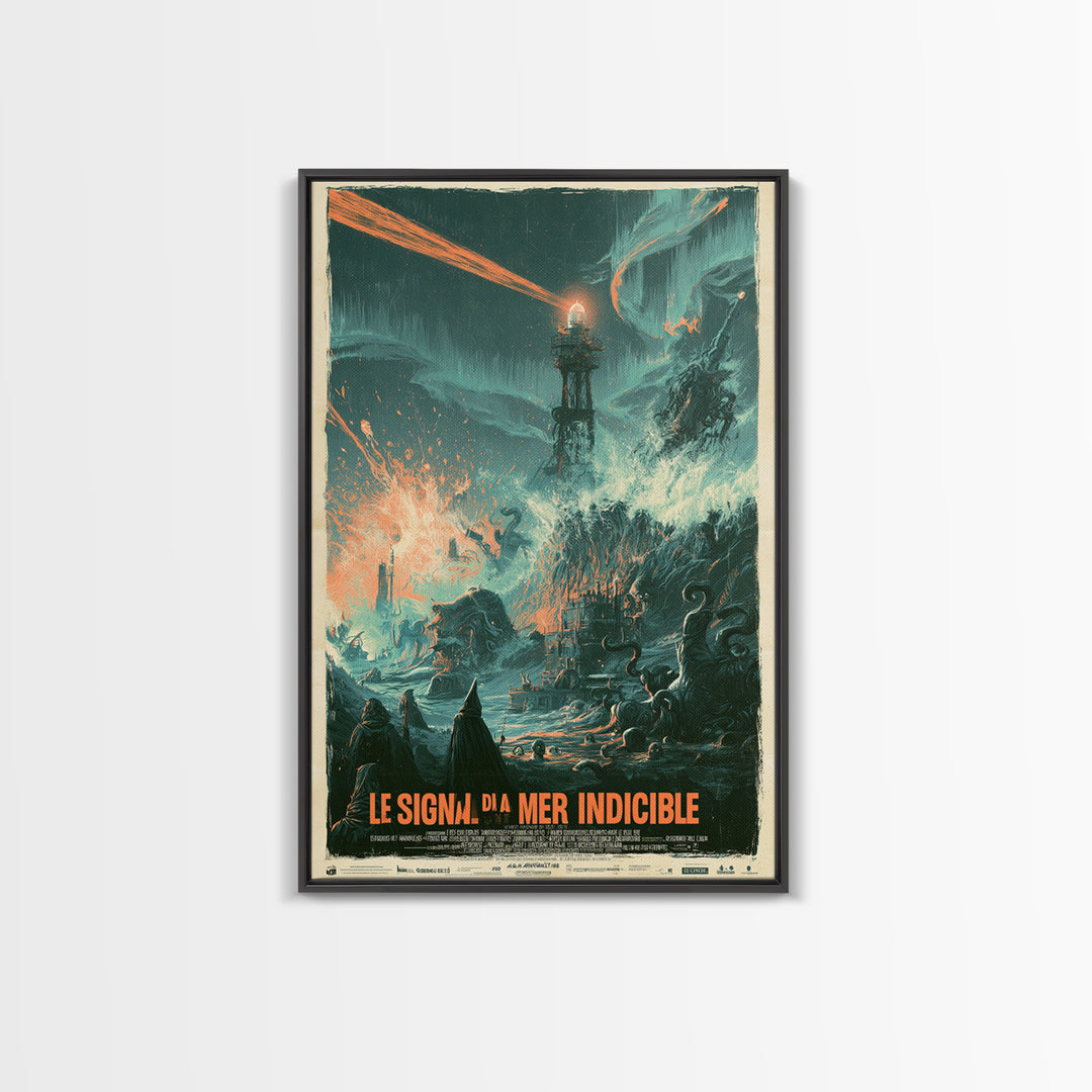 The Signal Of The Eldritch Sea, French Language Horror Movie Poster, 1960s Horror Art, Classic Monster Poster, Canvas Print