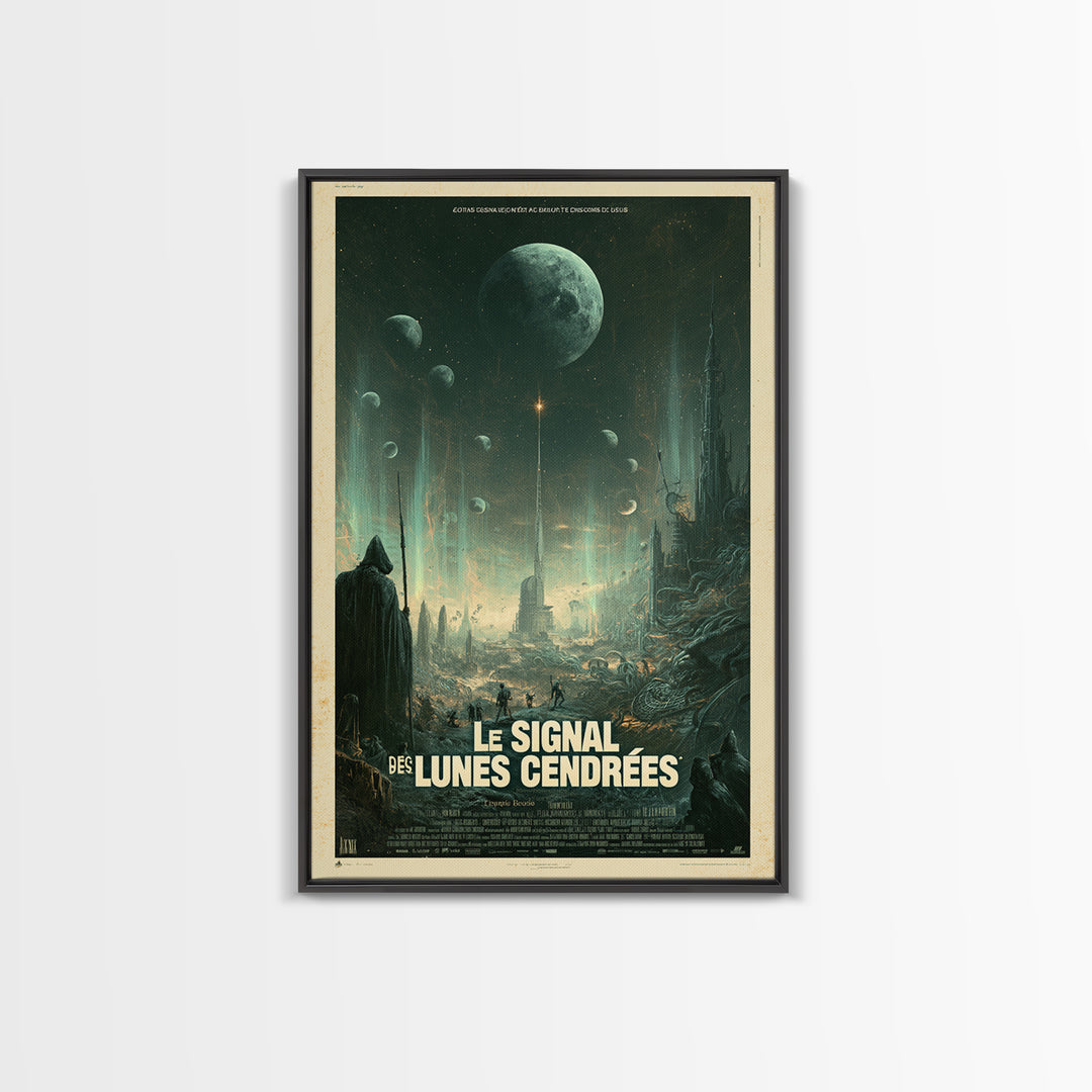 The Signal Of Ashen Moons, French Language Horror Movie Poster, 1960s Horror Art, Eldritch Cinema Wall Art, Framed Canvas Print
