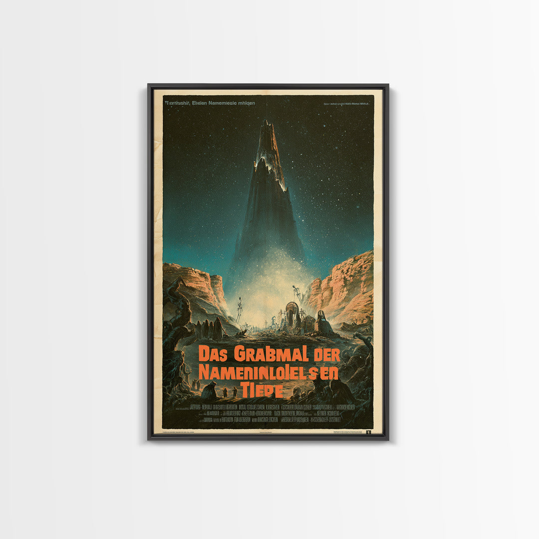 The Tomb Of The Nameless Deep, German Language Horror Movie Poster, 1960s Horror Art, Eldritch Cinema Wall Art, Framed Canvas Print