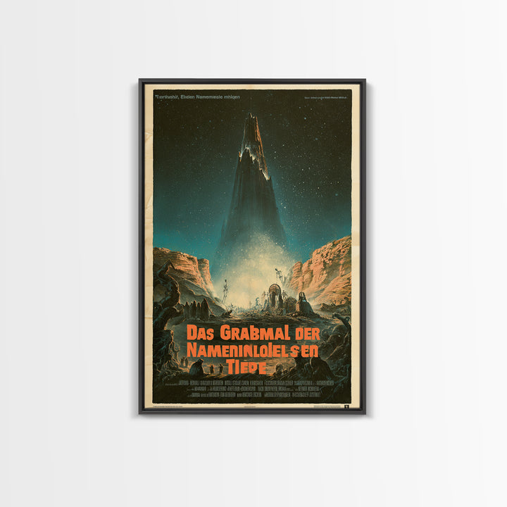 The Tomb Of The Nameless Deep, German Language Horror Movie Poster, 1960s Horror Art, Eldritch Cinema Wall Art, Framed Canvas Print