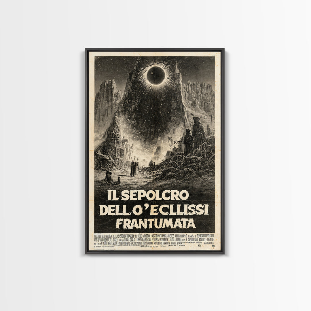 The Tomb Of The Shattered Eclipse, Italian Language Horror Movie Poster, 1970s Horror Art, Eldritch Cinema Wall Art, Framed Canvas Print
