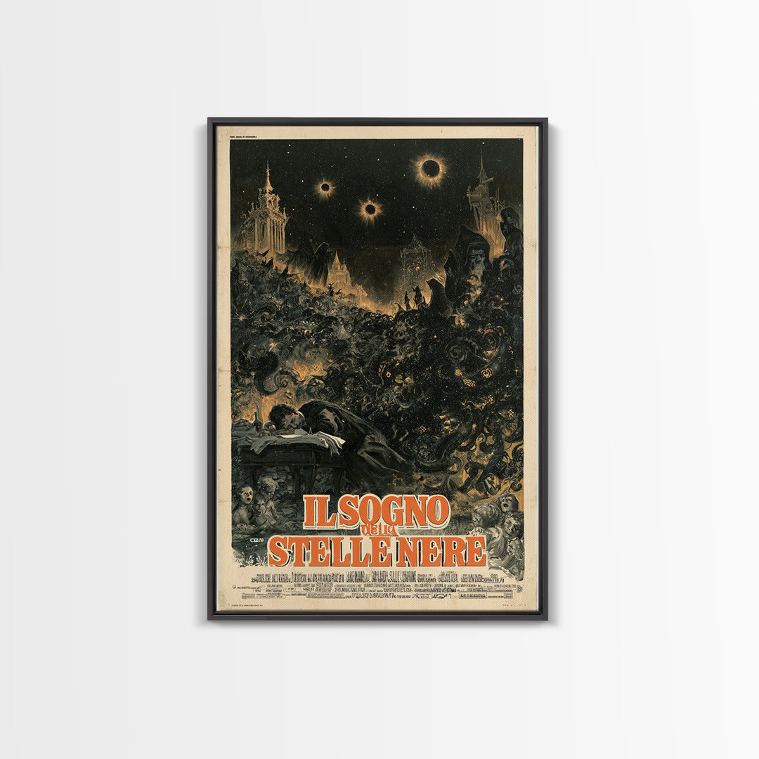 The Dream Of Black Stars, Italian Language Horror Movie Poster, 1970s Horror Art, Eldritch Cinema Wall Art, Framed Canvas Print