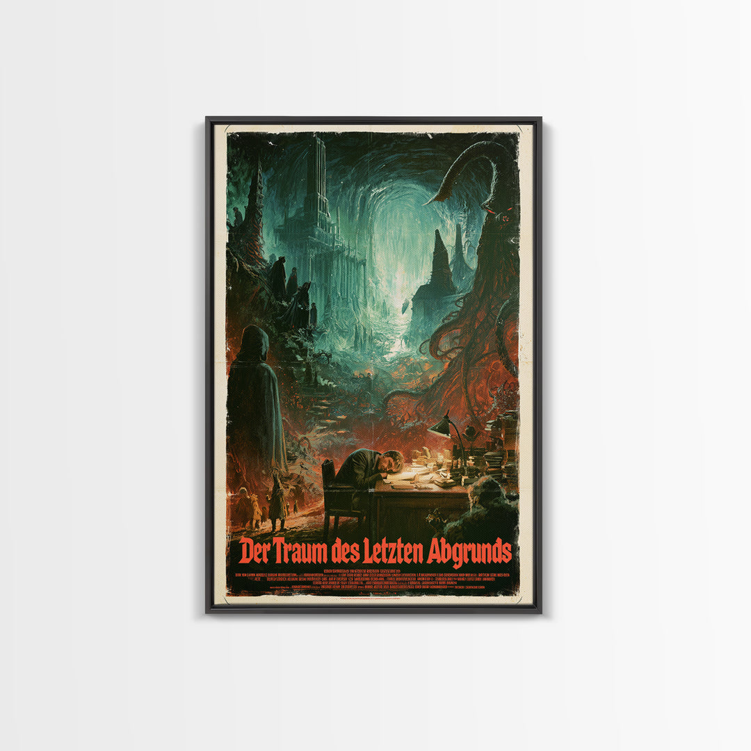 The Dream Of The Last Abyss, German Language Horror Movie Poster, 1960s Horror Art, Eldritch Cinema Wall Art, Framed Canvas Print