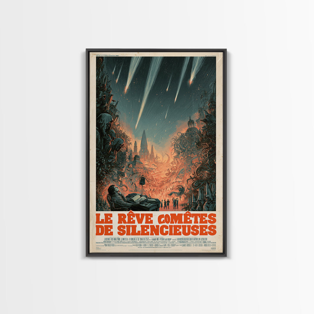The Dream Of Silent Comets, French Language Horror Movie Poster, 1960s Horror Art, Eldritch Cinema Wall Art, Framed Canvas Print