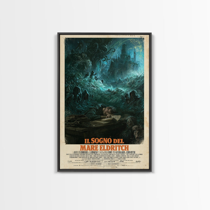 The Dream Of The Eldritch Sea, Italian Language Horror Movie Poster, 1970s Horror Art, Eldritch Cinema Wall Art, Framed Canvas Print