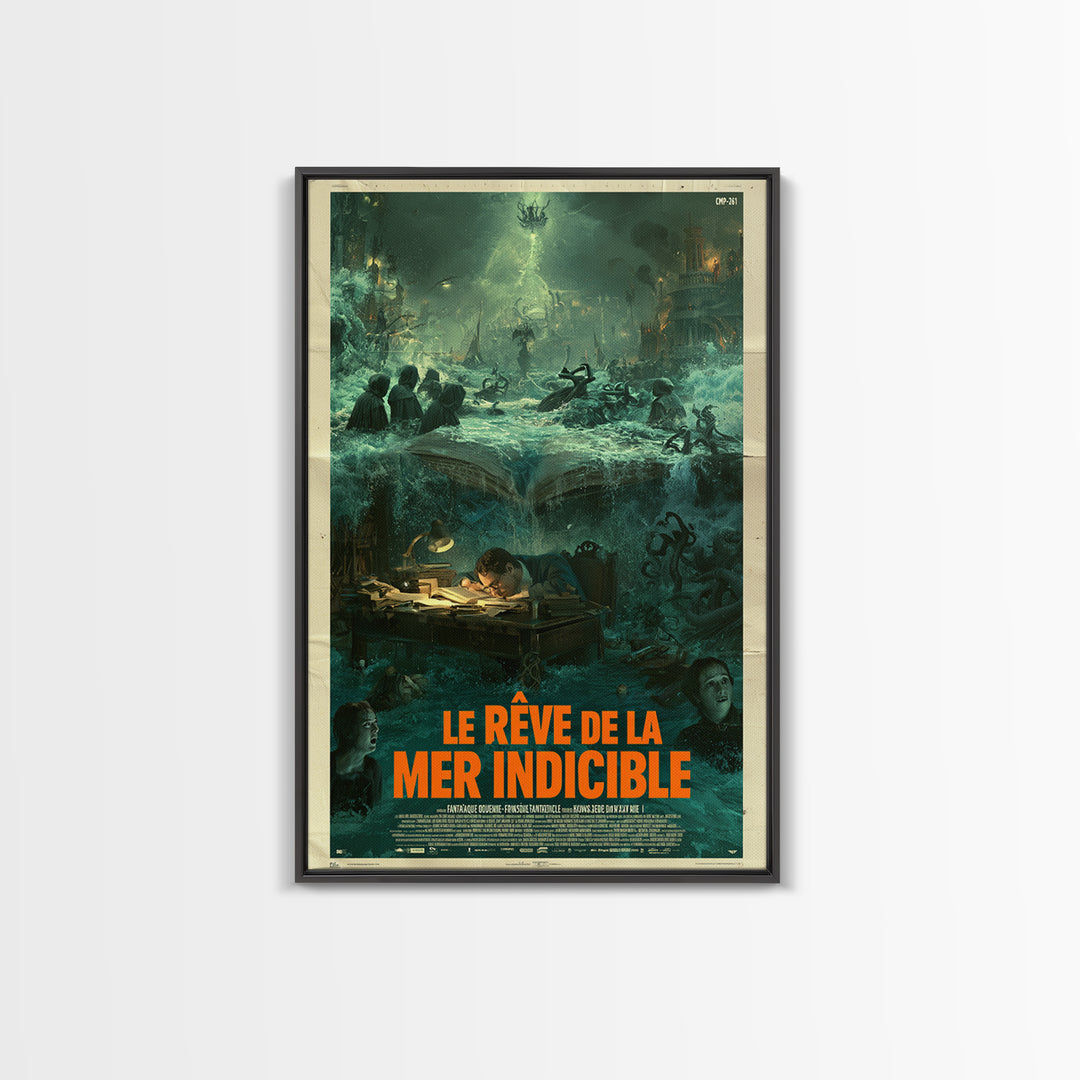 The Dream Of The Eldritch Sea, French Language Horror Movie Poster, 1960s Horror Art, Lovecraftian Horror Poster, Framed Canvas Print