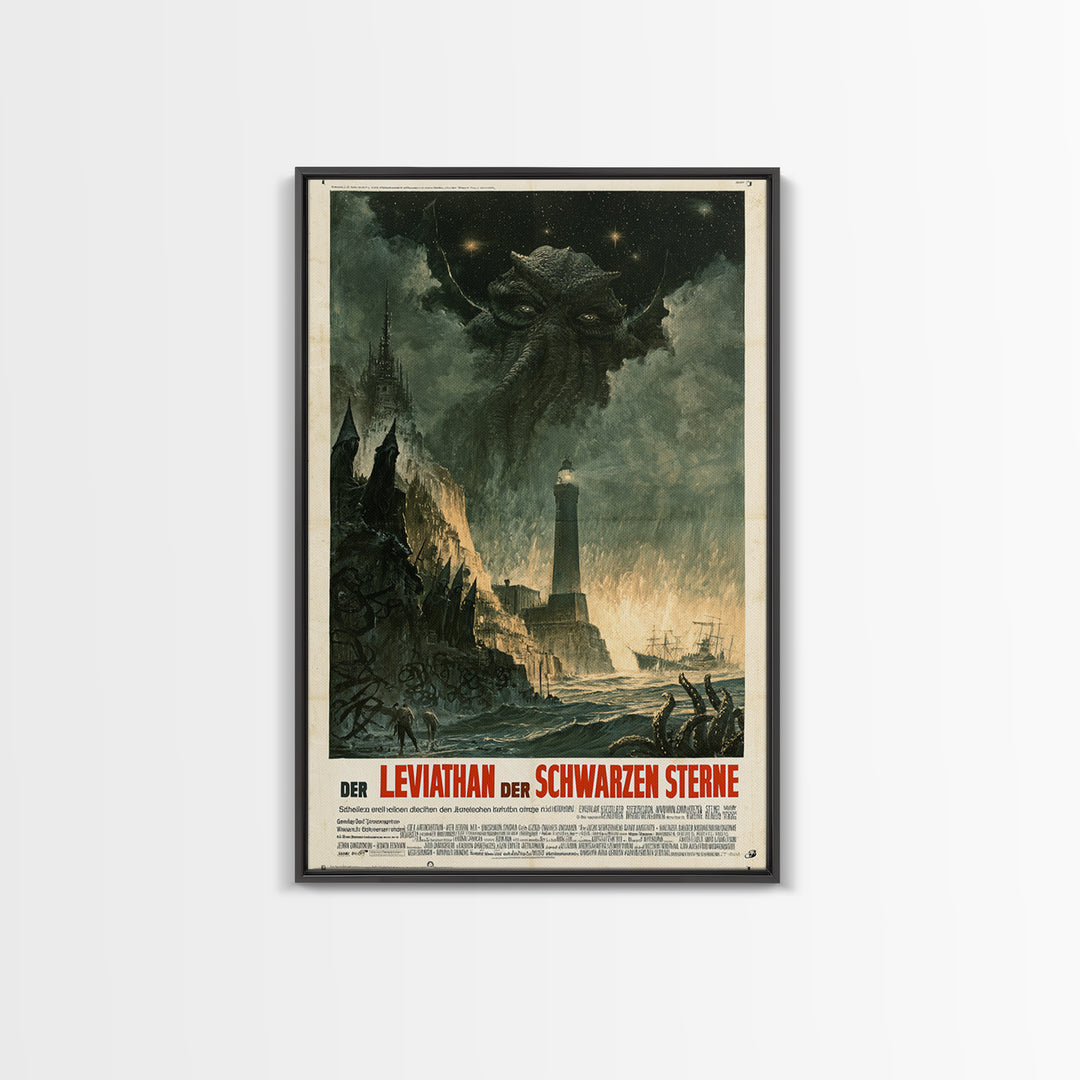 The Leviathan Of Black Stars, German Language Horror Movie Poster, 1960s Horror Art, Cult Horror Poster, Framed Canvas Print
