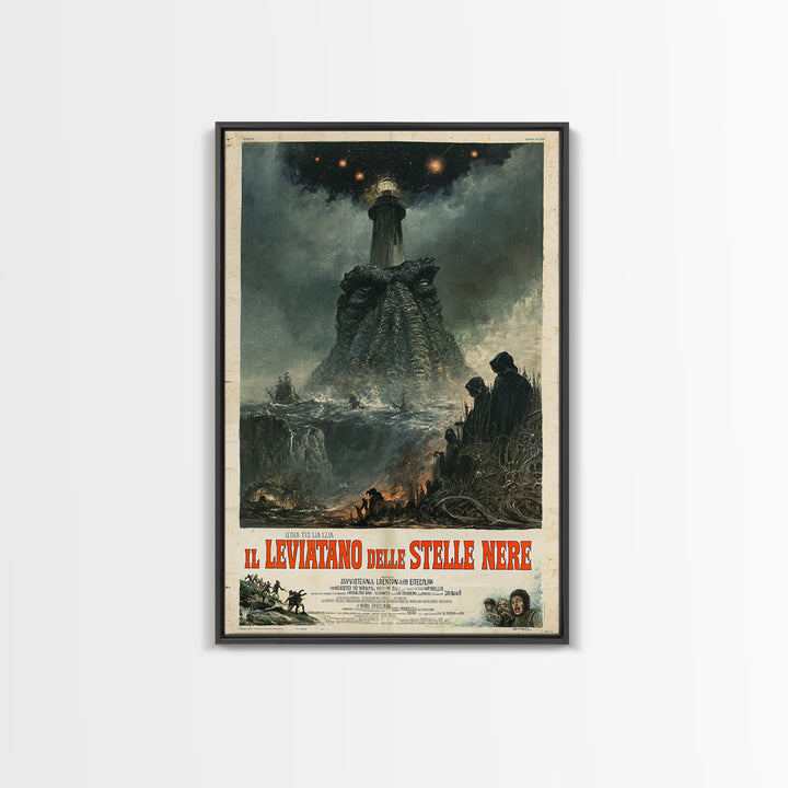 The Leviathan Of Black Stars, Italian Language Horror Movie Poster, 1970s Horror Art, Eldritch Cinema Wall Art, Framed Canvas Print