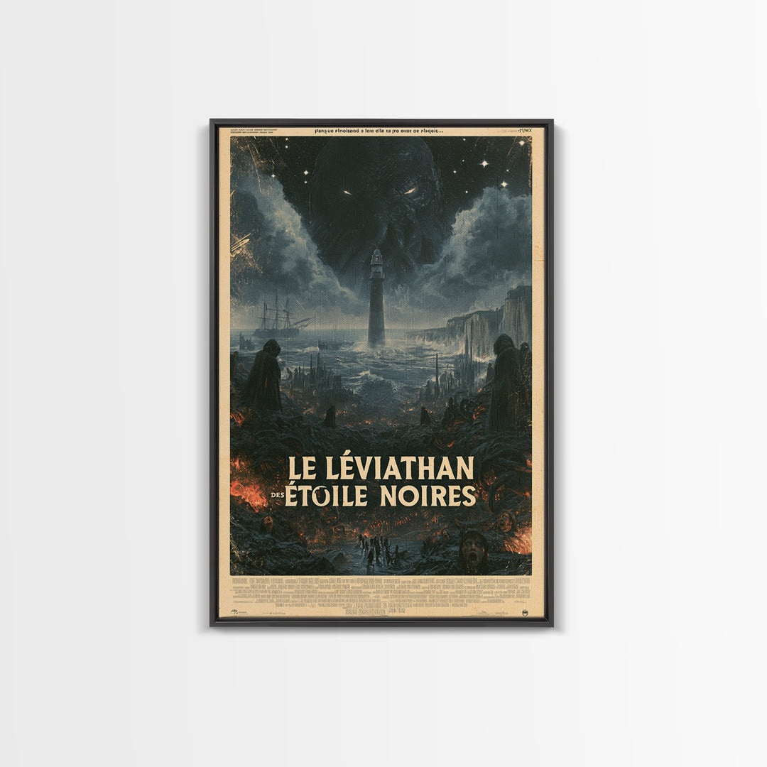 The Leviathan Of Black Stars, French Language Horror Movie Poster, 1960s Horror Art, Cult Horror Poster, Framed Canvas Print